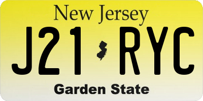 NJ license plate J21RYC