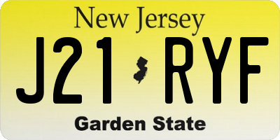 NJ license plate J21RYF