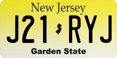 NJ license plate J21RYJ