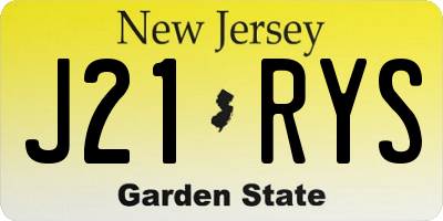 NJ license plate J21RYS