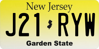 NJ license plate J21RYW