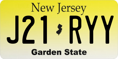 NJ license plate J21RYY