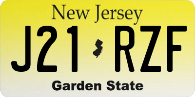 NJ license plate J21RZF