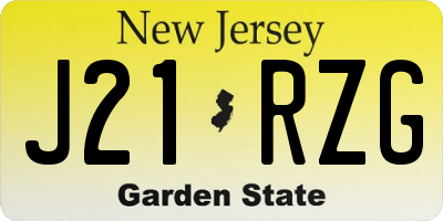 NJ license plate J21RZG