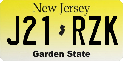NJ license plate J21RZK