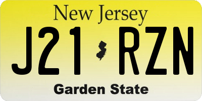 NJ license plate J21RZN