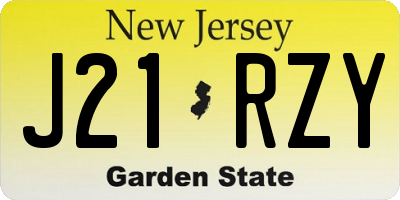 NJ license plate J21RZY