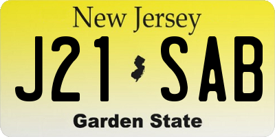 NJ license plate J21SAB