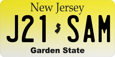 NJ license plate J21SAM