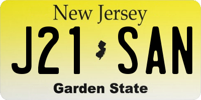 NJ license plate J21SAN