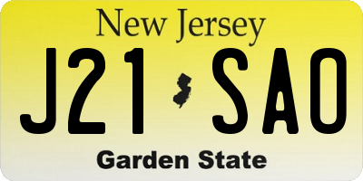NJ license plate J21SAO