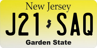 NJ license plate J21SAQ
