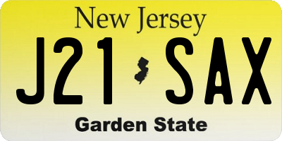 NJ license plate J21SAX