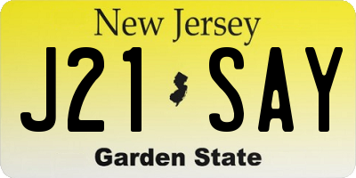 NJ license plate J21SAY