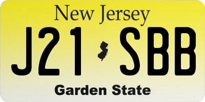 NJ license plate J21SBB
