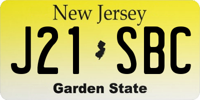 NJ license plate J21SBC