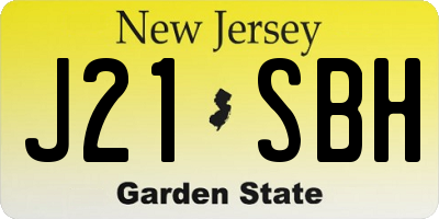 NJ license plate J21SBH
