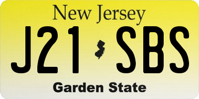 NJ license plate J21SBS