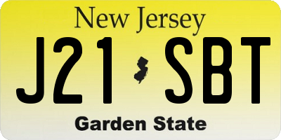NJ license plate J21SBT