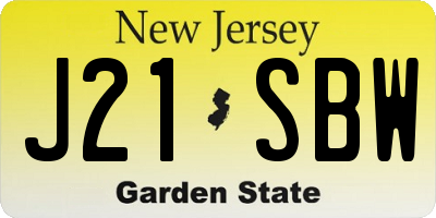 NJ license plate J21SBW