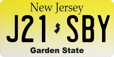 NJ license plate J21SBY