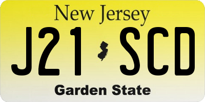 NJ license plate J21SCD