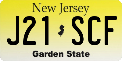 NJ license plate J21SCF