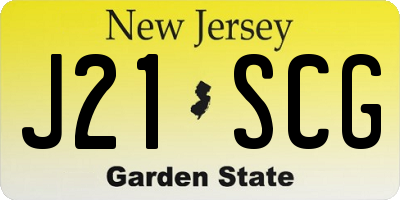 NJ license plate J21SCG