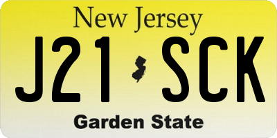 NJ license plate J21SCK