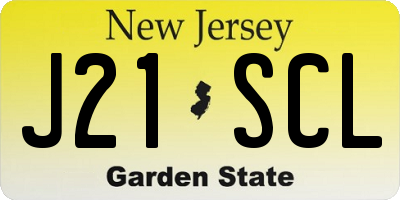 NJ license plate J21SCL