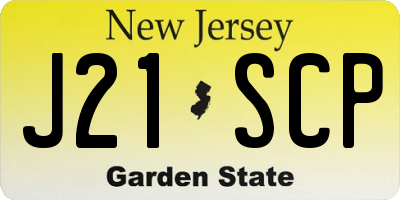 NJ license plate J21SCP