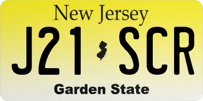 NJ license plate J21SCR