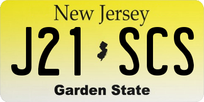 NJ license plate J21SCS