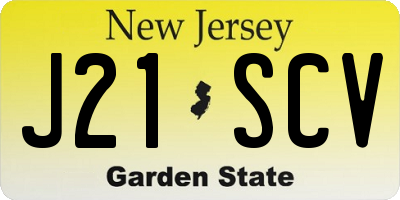 NJ license plate J21SCV