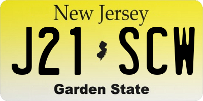 NJ license plate J21SCW