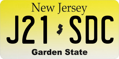 NJ license plate J21SDC