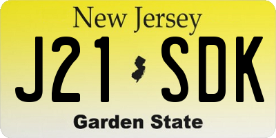 NJ license plate J21SDK
