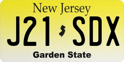 NJ license plate J21SDX