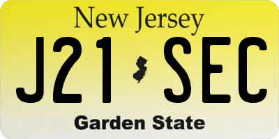 NJ license plate J21SEC