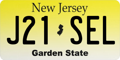 NJ license plate J21SEL
