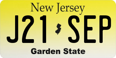 NJ license plate J21SEP