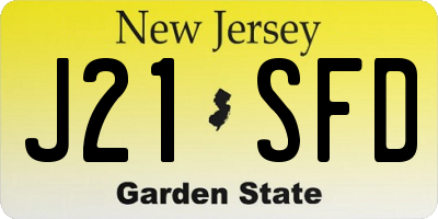NJ license plate J21SFD