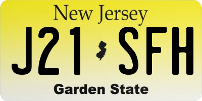 NJ license plate J21SFH
