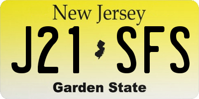 NJ license plate J21SFS