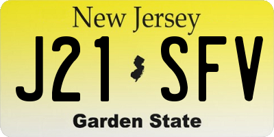 NJ license plate J21SFV