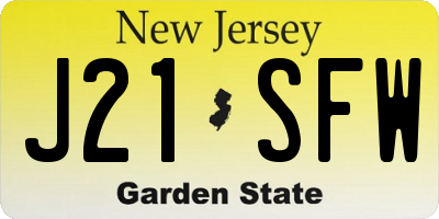 NJ license plate J21SFW