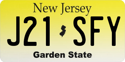 NJ license plate J21SFY