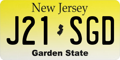 NJ license plate J21SGD