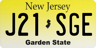 NJ license plate J21SGE