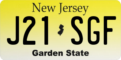 NJ license plate J21SGF